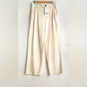 ZARA Wide Leg Cream Pants Size M